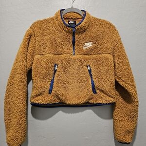 Nike Sherpa Fleece Jacket in Mustard and Blue